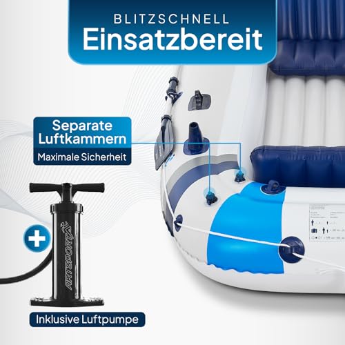 ArtSport Schlauchboot 322 cm für 4 Personen - Paddelboot aufblasbar mit 2 Sitzbänken - Ruderboot...