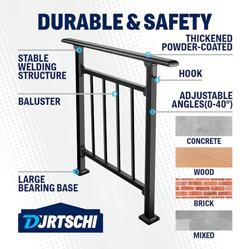 Durtschi Updated Handrails For Outdoor Steps, 3-4 Steps Wrought Iron Stair Railing thumb #4
