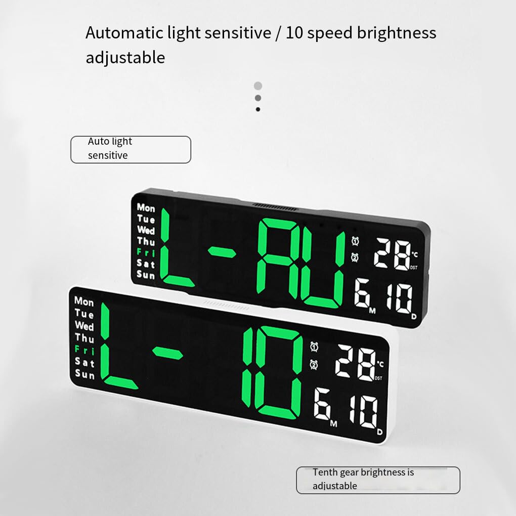 Reloj de con Pantalla Digital Grande y Control Remoto, Temporizador de visualización de Semana y Fecha de Temperatura, Control Remoto de plástico, Naranja Blanca