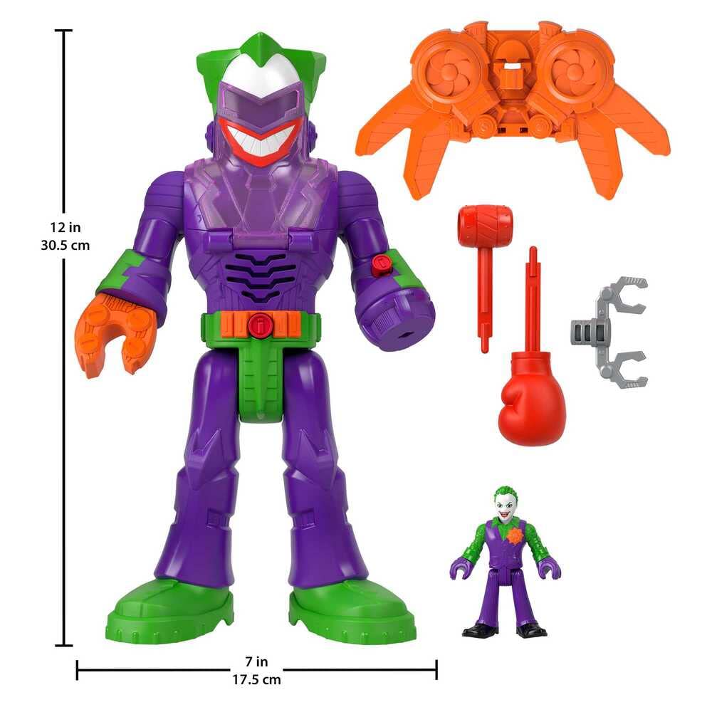 Fisher-Price Imaginext DC Super Friends Joker y LaffBot Robot con luces y sonidos, con figura y accesorios, juguete +3 años (Mattel HKN47)