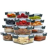 uandu Glasbehälter mit Deckel, 24- teilig, Borosilikatglas mit Deckel, Meal prep Gläser, Frischhaltedosen Glas mit Deckel, Glasdosen mit Deckel Set, Meal prep Boxen Glas (12 Behälter, 12 Deckel)