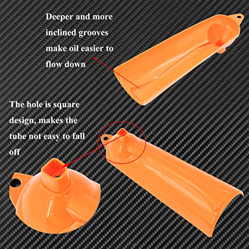 HCmotorku 4-Piece Oil Funnel & O-Ring Kit Fit for Harley – 9\" Crankcase Fill Primary Case Oil Filter Funnel, Drain Plug O-Rings, Orange