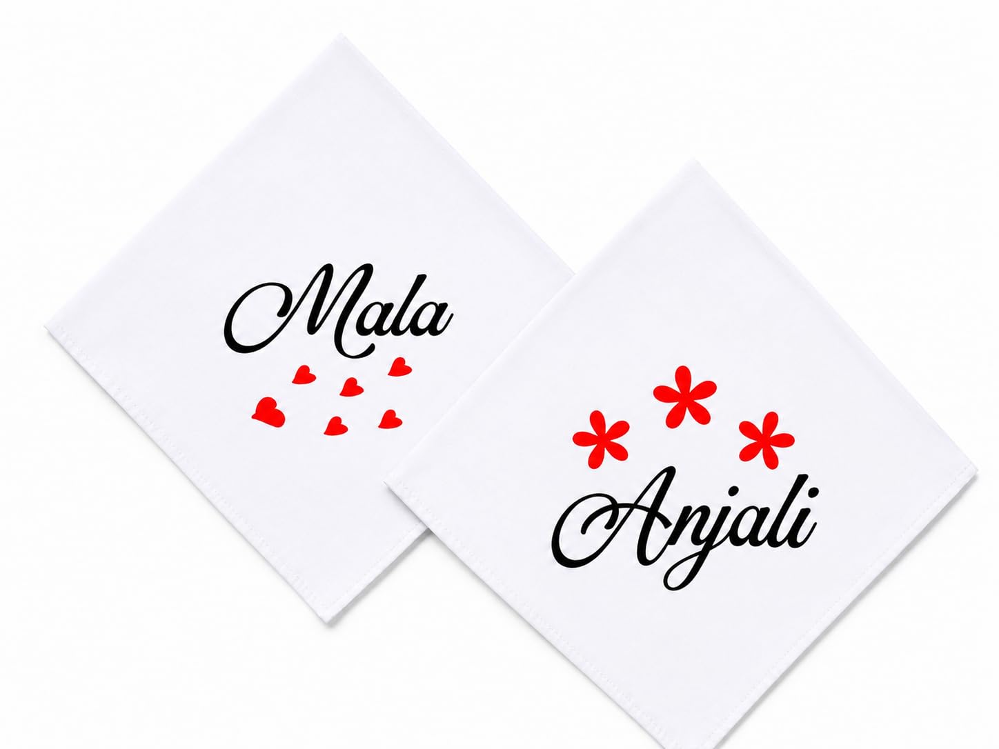Personalised White Cotton Handkerchief Set of 2 with Name Print-image-29