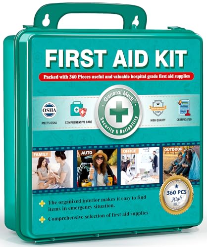 General Medi 360 Pieces Hardcase First Aid Kit - Comprehensive Large First Aid Box Contains Premium...