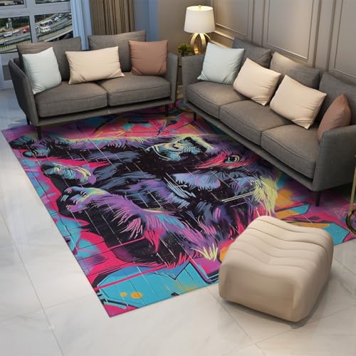 Tapis de cuisine moderne plat lavable motif graffiti néon - 3