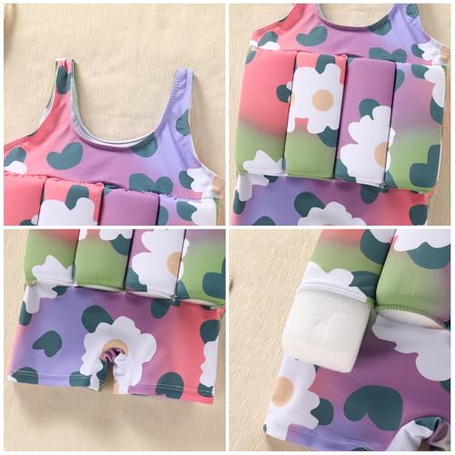 Girls Float Suit Toddler Life Jacket One Piece Cartoon Print Floatie Swimsuit with Detachable Buoyancy Swim Vest2