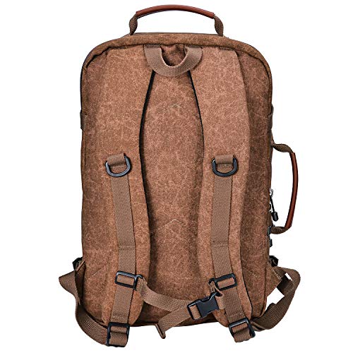 WITZMAN Travel Backpack for Men Carry On Canvas Backpack Duffel Bag Durable Rucksack (A561 Brown)
