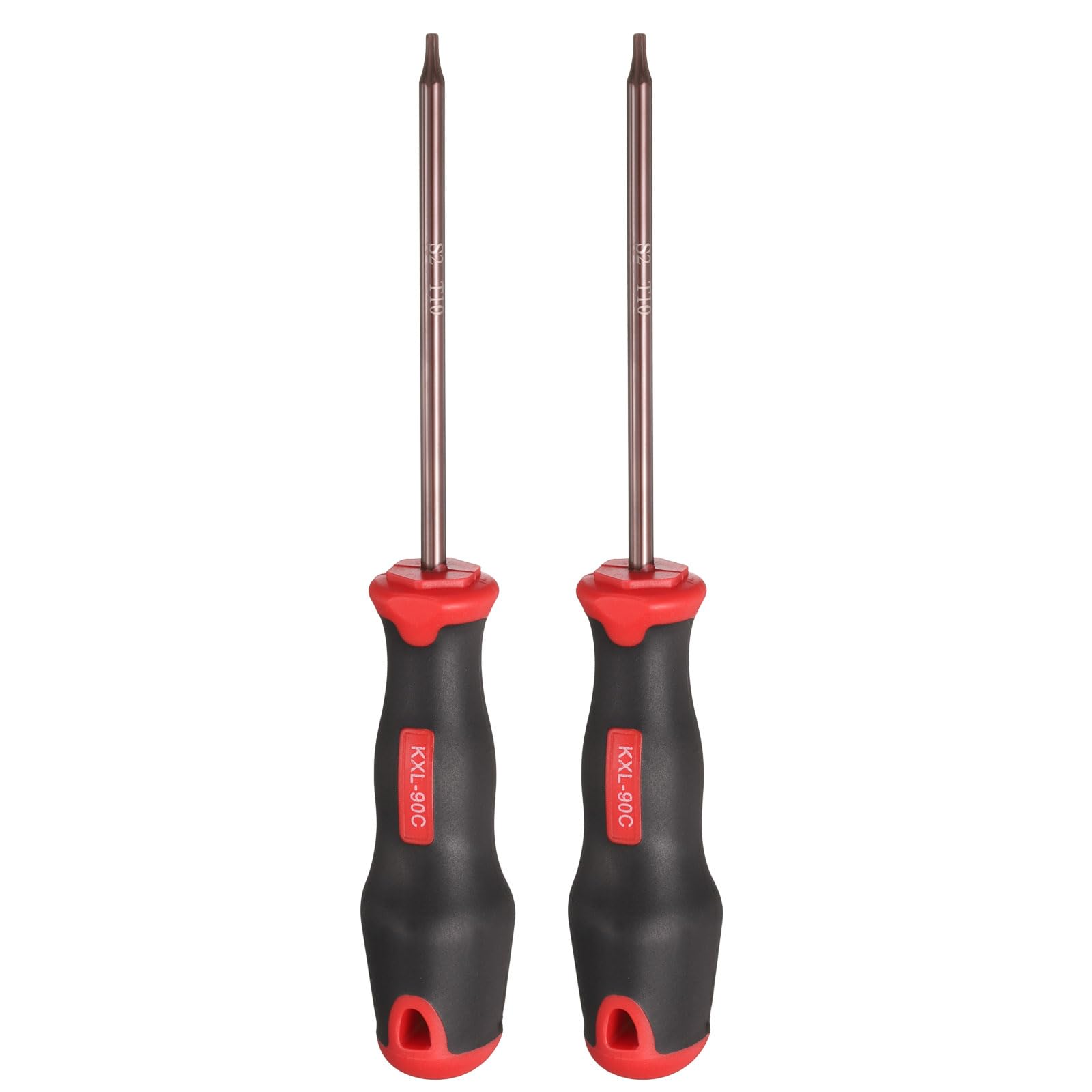 sourcing map 2pcs T10 Torx Screwdriver 7.87" Magnetic Screwdrivers 3.94" Heat-Treated S2 Alloy Steel with Ergonomic Handle for DIY Repairing, Red Brown