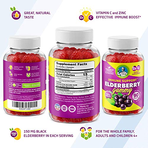 Dr. Moritz Vitamin D Gummies And Elderberry Gummies - Immunity Mega Boost For Kids And Adults - Vegetarian Gelatin-Free Immune Support Vitamins For Children #TOP7