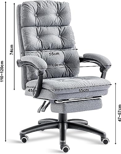 Blisswood Executive Office Chair With Footrest & Lumbar Support Ergonomic Recliner Computer Desk Chair Adjustable Back Rest Heavy Duty 360° Swivel Gaming Chair (Dark Grey) - Image 3