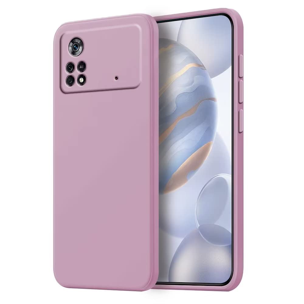 HONLEN Case for Poco X4 Pro 5G Protective Case (6.67 inches) Liquid TPU Silicone Case Anti-Scratch Ultra Thin Soft Cover in Purple Grass