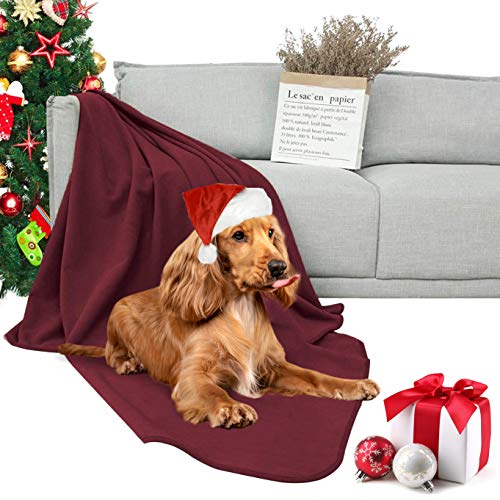 DEARTOWN 100% Waterproof Furniture Cover for Dogs and Cats,Super Soft Pet Blanket for Bed Couch Sofa (70x90 Inches, Burgundy)