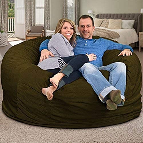 Image of ULTIMATE SACK 6ft Bean Bag Chair, Oversize Bean Bag Chair for Adults, Comfy Chair Bean Bag Couch Lounge Sofa Loveseat Furniture | Olive Suede