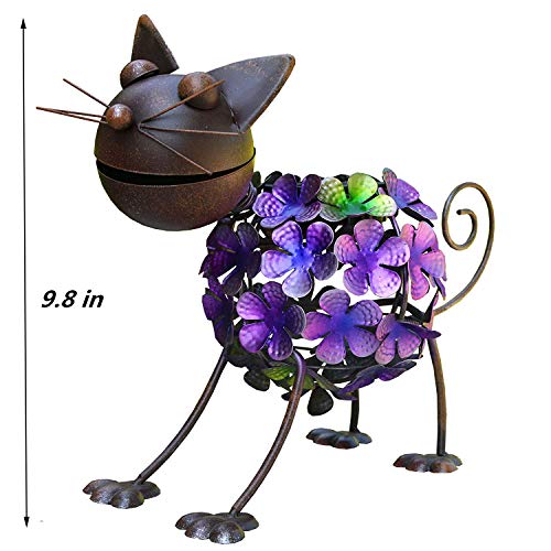 Solar Animal Lights, Rusty Cat Statue,Outdoor Solar Powered LED Light for Patio Garden Yard Lawn Decor and Outdoor Ornament