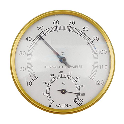Thermo-hygromètre de 10,2 cm pour sauna en métal doré Cover