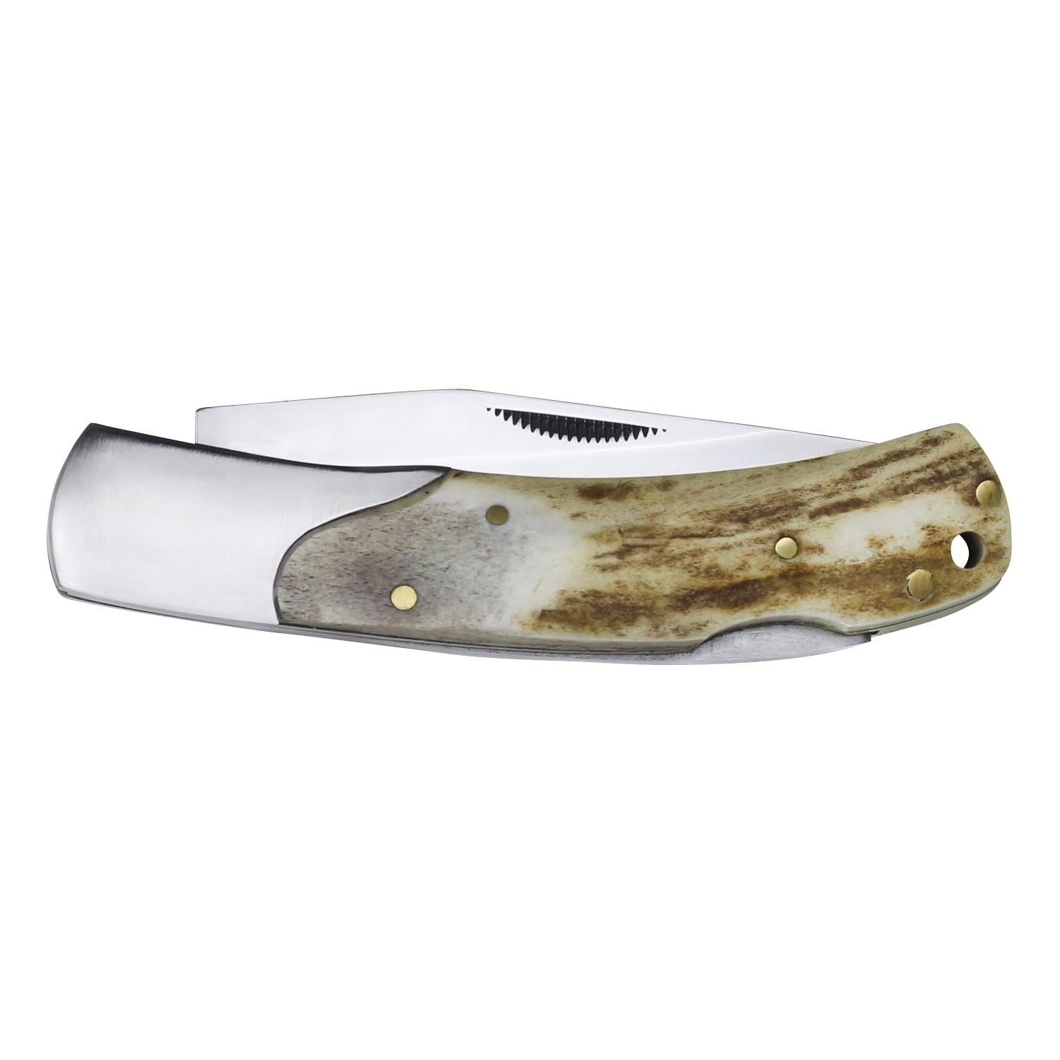 iFIELD EL29034 coltello da caccia pieghevole Bushcraft Sopravvivenza Escursionismo Campeggio, lama in acciaio inox con manico in corno di cervo, Made in Albacete (Spagna)