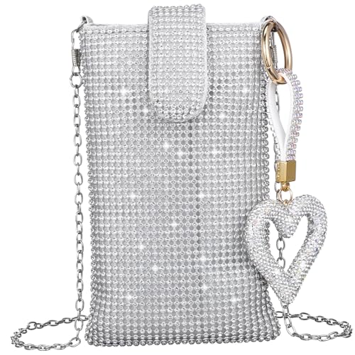 Paquet bandoulière argenté nylon petit sac téléphone portable mini