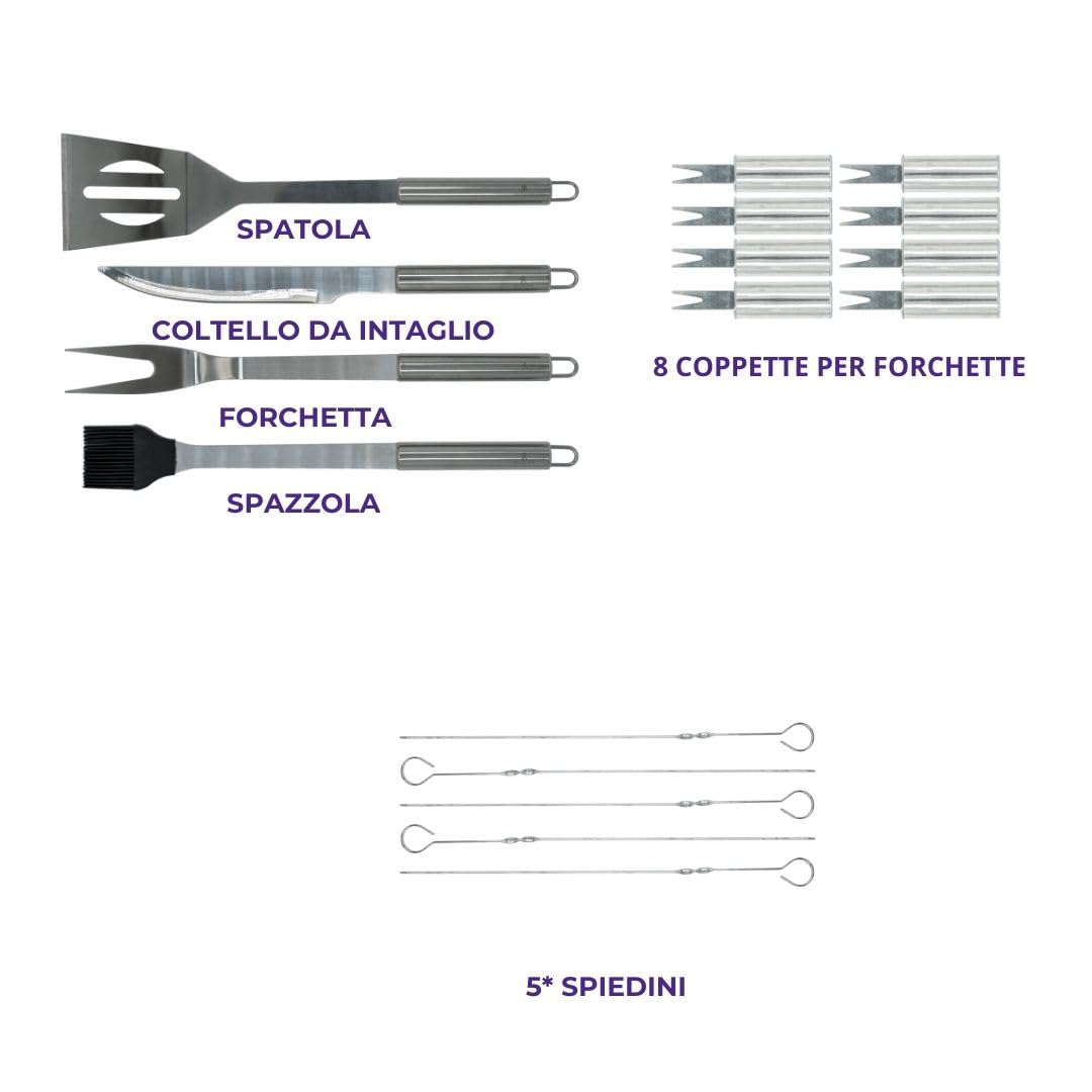 Set Barbecue in Acciaio Inox, Accessori Barbecue 18 Pezzi, Kit Barbecue con Custodia, Utensili Griglia per Barbecue, Idee Regalo Uomo, Perfetto per BBQ e Griglia Barbecue in Muratura