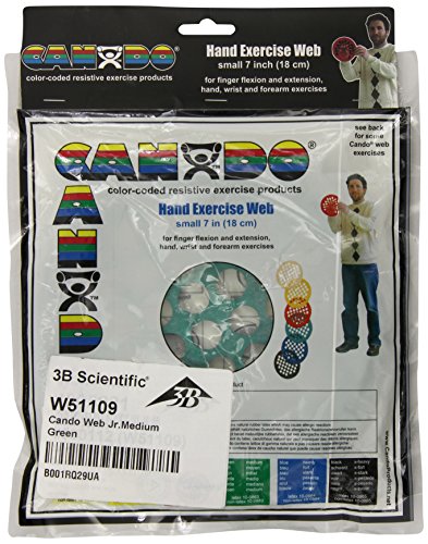 CanDo Hand Exercise Webs for Physical Therapy, Grip Strengthening, and Hand, Finger, Wrist Resistance Workouts, Portable Size, Low Powder, 7" Diameter, Green: Medium