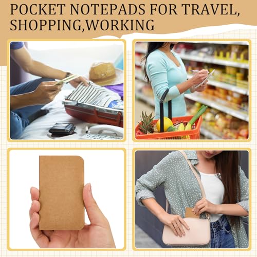 Mini carnet de poche ligné Qeeenar lot de 60 petits blocs-notes marrons pour l'école - 3
