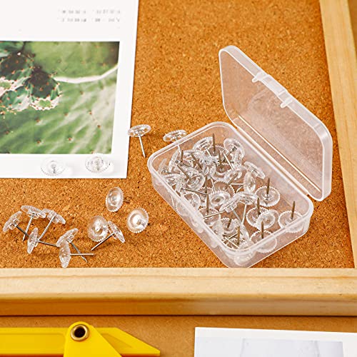 Clear Push Pins Small Plastic Thumb Tacks Steel Point And Clear Plastic Head Pushpins Transparent Paper Push Pins For Cork Board (50) #TOP3
