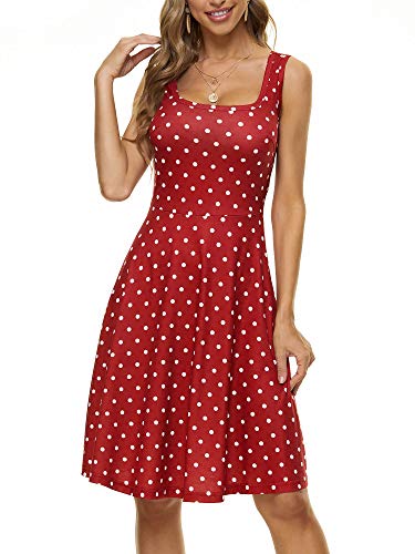 Fensace Cute Dresses Boho Dresses For Women Red Polka Dot Ladies Summer Dresses Casual Sun Dress (X-Large,White Polka Dot) #TOP6