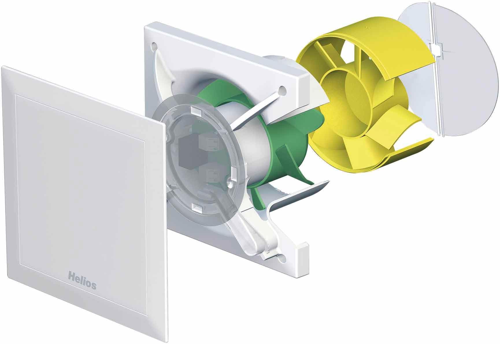 Helios M1/100 - Ventilador de baño con control de seguimiento, control de humedad, detector de movimiento, color blanco, para ventilación en el baño y el inodoro, contra la humedad y el moho, 100 mm