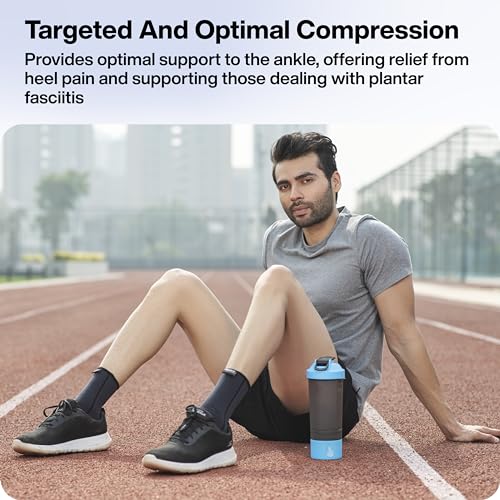 Image of FOVERA Ankle Compression Sleeve, Ankle protector for Men & Women, for Heel Pain Relief, Ankle Support & Plantar Fasciitis (Size - S, 1 Pair)