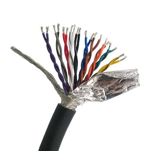 Image of RPXHZLKTM High Speed Internet Cable, Shielded Twisted Pair Cable 4-26 Core 0.14-0.3mm2 Tinned Copper 1 Meter Data Control Wire(20 Core,0.2mm2(24AWG))