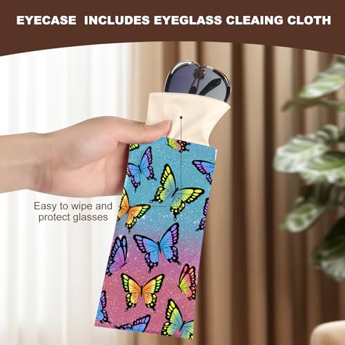 Image of Anikathy 2Pcs Sunglass Eyeglass Glasses Case Soft PU Leather with Cleaning Cloth Portable Glasses Pouch Bag for Men Women
