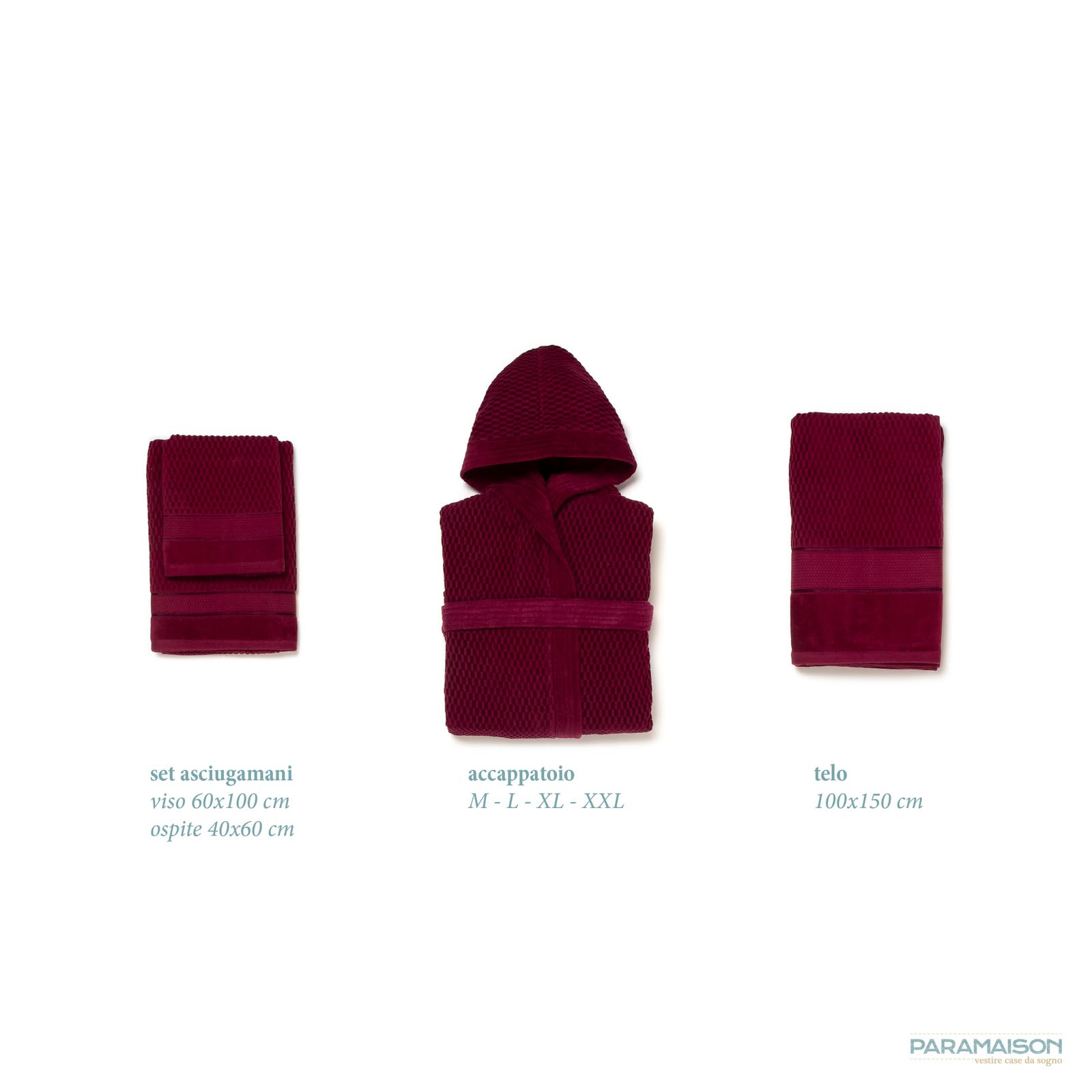 PARAMAISON Accappatoio 420 gr Unisex, Collezione Diamont Luxury, 100% Cotone, Spugna Morbida e Leggera con Cappuccio, Cintura e Tasche|M > XXL |