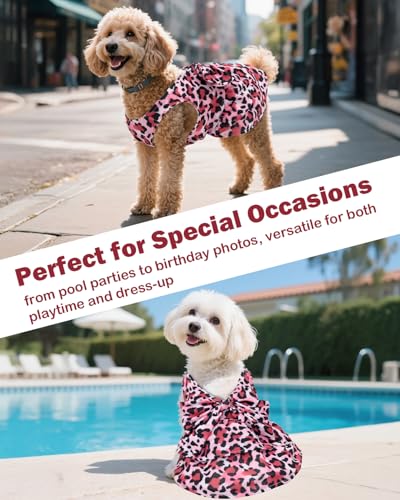 Image of CuteBone UPF50+ Dog Dresses for Small Dogs, Summer Sleeveless Deep V-Back Pet Dress with Big Bow, Breathable Swimwear Fabric, Cooling Stretchy Puppy Clothes for Outdoor Wedding Party Beach DV01M