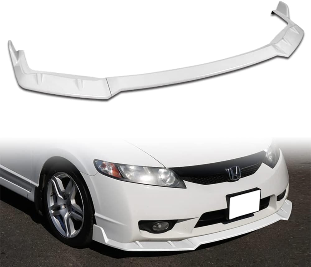 Q1-TECH, Front Bumper Lip fit for Compatible with 2009-2011 Honda Civic 4DR / Sedan, Front Bumper Lip Spoiler Air Chin Body Kit Splitter, GT-Style (Glossy White)