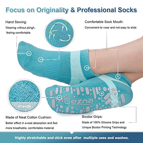 Image of Muezna Non Slip Yoga Socks for Women, Anti-Skid Pilates, Barre, Hospital Socks with Grips, Size 5-10