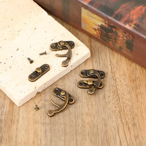 4 Stück Antike Vorhängeschloss Spannverschluss, Vintage Schnell Verschluss Rechte Riegelhaken Haspe Riegel Bronze Schwingenriegel Mit Schrauben Für Möbel Holzkisten Schmuck Kästchen