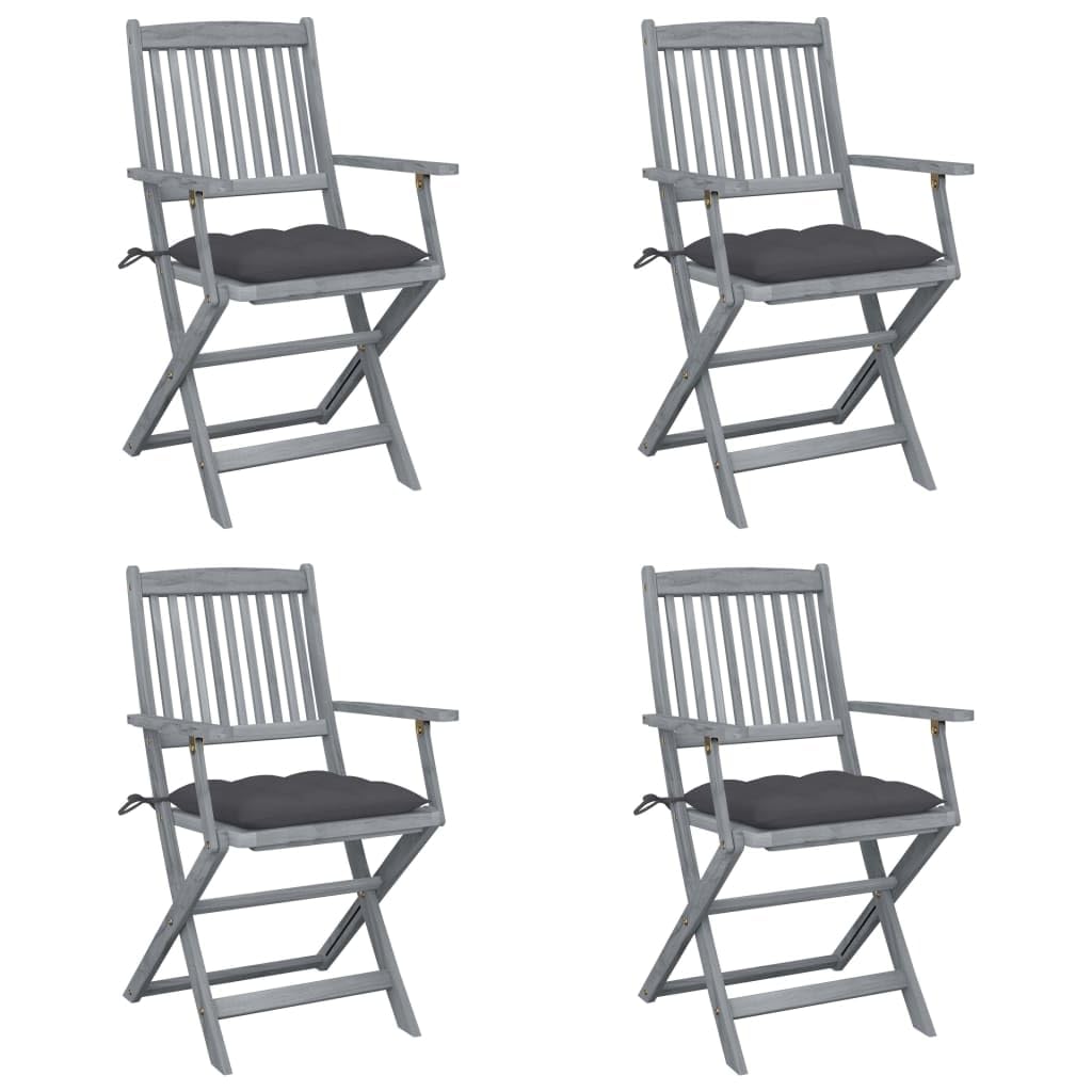 Chaise de jardin pliante en bois d'acacia massif lasuré gris d'une élégance durable