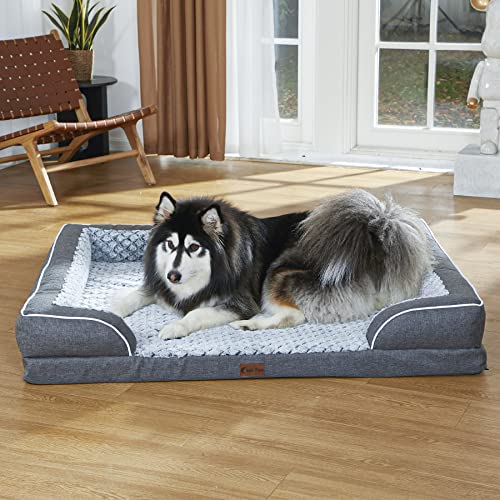 Casa Paw Memory Foam Large Dog Bed With Bolsters, Cooling Dog Beds For Large Dogs, Waterproof Orthopedic Dog Bed With Removable Washable Cover, Nonskid Bottom And Egg-Crate Foam Dog Couch Bed #TOP5