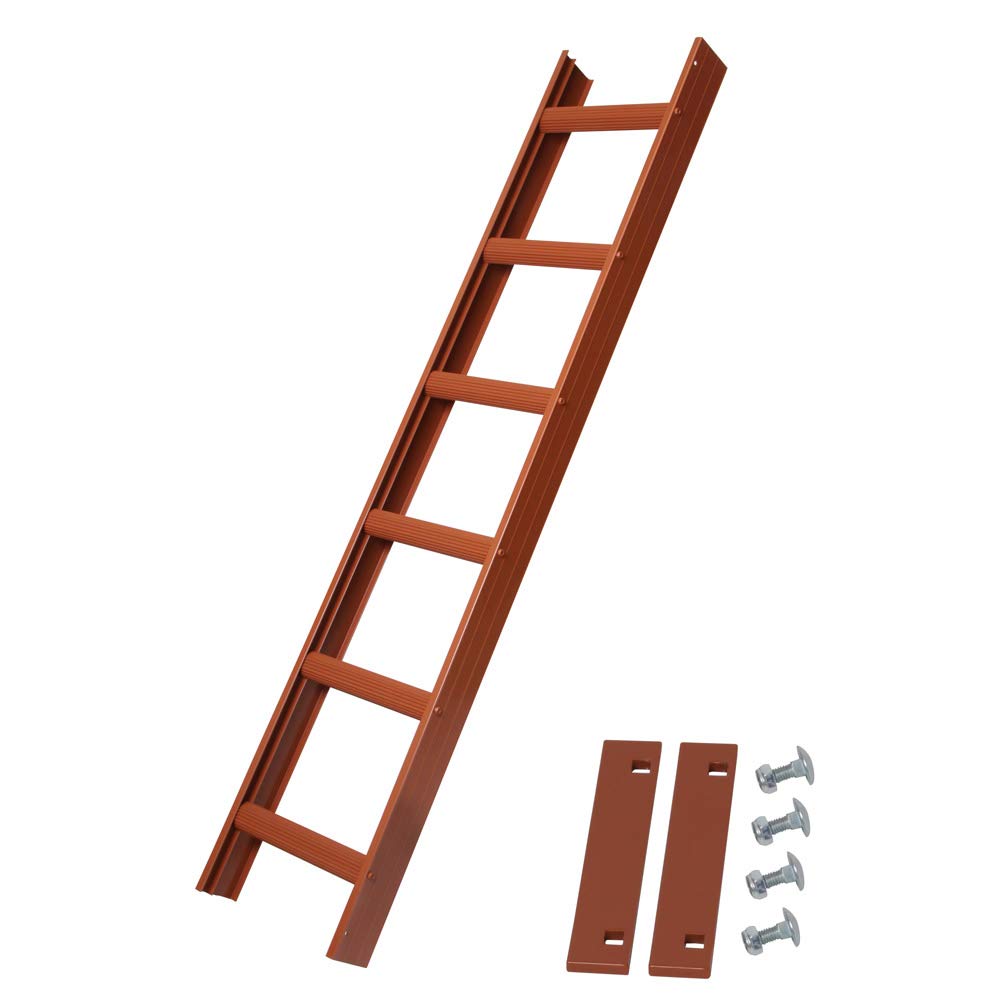 Alu Dachleiter Set Rot, 5,04 m mit Dachhaken (gerade auf Holzbohlen) inkl. Auflageschutz und Aushebesicherung, Made in Germany, Dachdeckerleiter | DEKRA geprüft