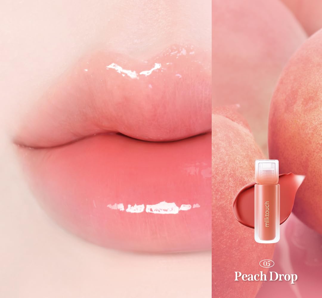Amazon.com : MILKTOUCH Dew Stain Sheer Lip Gloss (05 Peach Drop