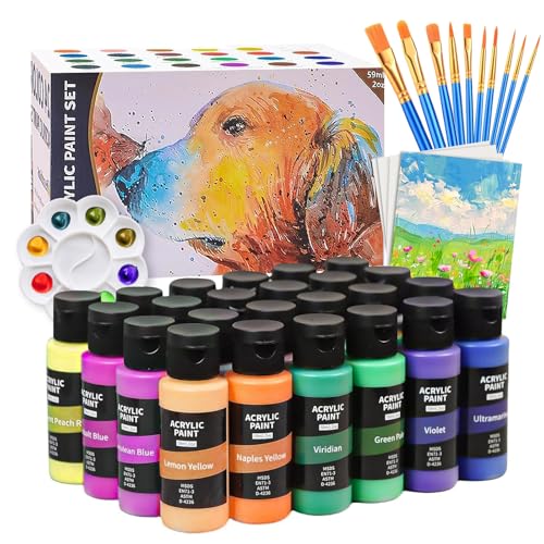 El Mejor Listado de Pinturas Top 10. 43 Spardar Juego De Pintura AcríLica, 24 Colores×59ml Pinturas AcríLicas De Alta Calidad, Pinturas No TóXicas Para Artistas Y Pintores De Pasatiempos Con 10 Pincel, Paleta De...