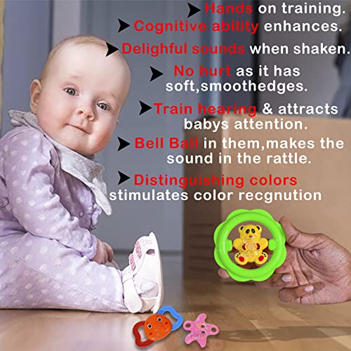 Image of WISHKEY BPA Free Rattles and Teether Toys for Baby, Plastic Soft Soothing Teather Toy for Newborn Babies, Colorful Attractive Non-Toxic Rattle Set for Infants (Pack of 3, Multicolor)