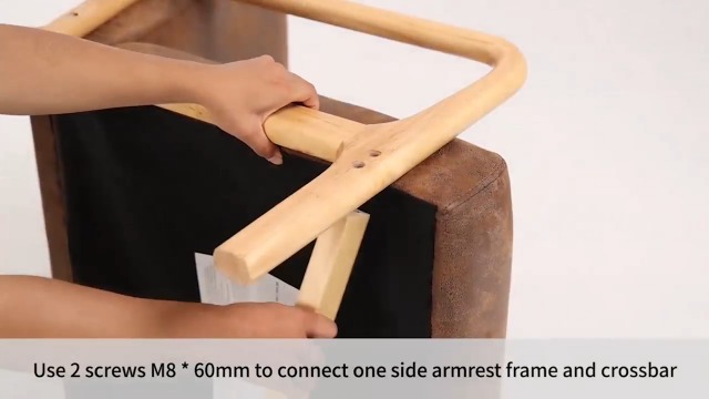 Sillón moderno azul con estructura de madera miniatura 7
