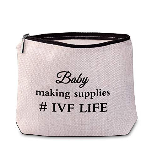 LEVLO Funny IVF Mom Gift IVF Infertility Makeup Bag Baby Making Supplies IVF Lucky Transfer Cosmetic Bag for Women (Baby Making Supplies)