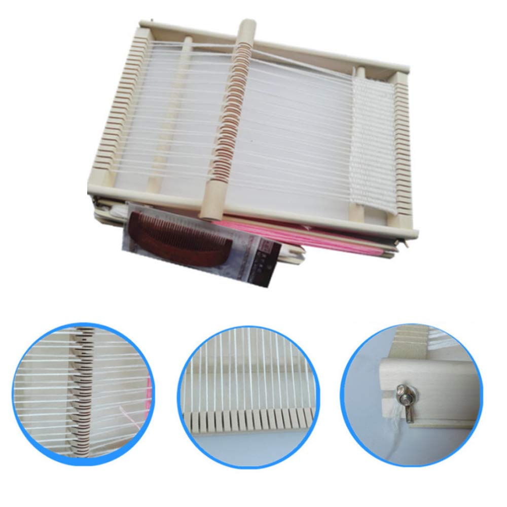 Warp Loom - Kit de tissage complet pour enfants - Kit de tissage multi-travaux - Ensemble de jouets en bois pour débutants (40 x 25 cm)