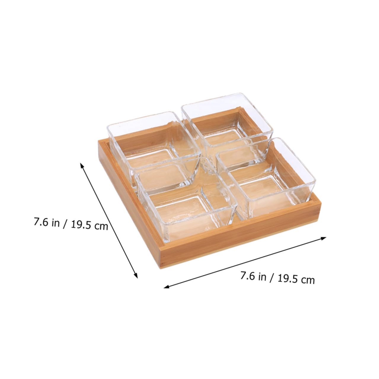 Artibetter Plateau de Service pour Fruits Secs et Noix Support en Bois en Verre Divisé Design Solide Couleur Aléatoire pour Apéritifs et Collations Raffinées