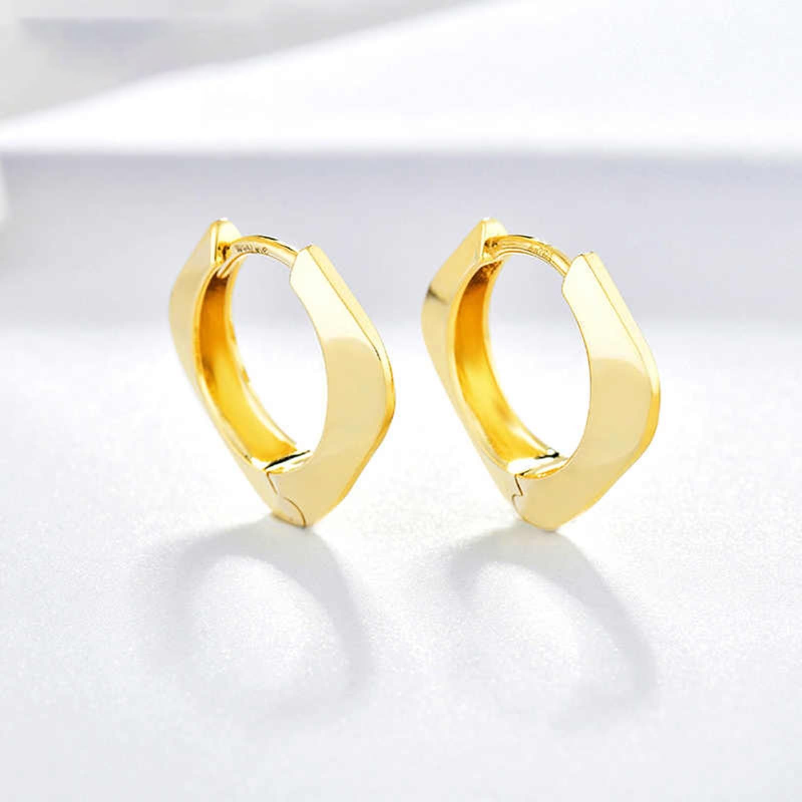 KnSam Prawdziwe złoto biżuteria 9K/14K/18K żółte złoto Creole Hoop, kolczyki damskie geometryczne, wiszące kolczyki ze złota Au750/ 585/375