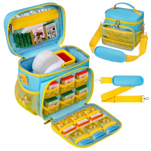 Image of Tesuko Carrying Case Compatible with Little Tikes Story Dream Machine Books Starter Set with 12 Storybook Pockets, Travel Story Bag for Storytime Book Character Collection with Shoulder Strap (Blue)