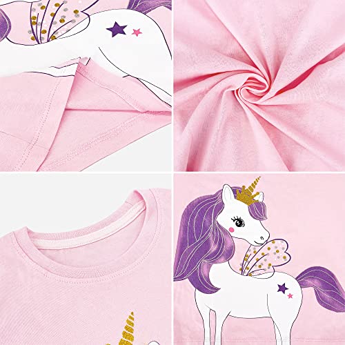 Toddler Girls Short Sleeve Shirts Unicorn Graphic Cotton Shirt Tee Summer T-Shirts for Girls 2-7 Years4