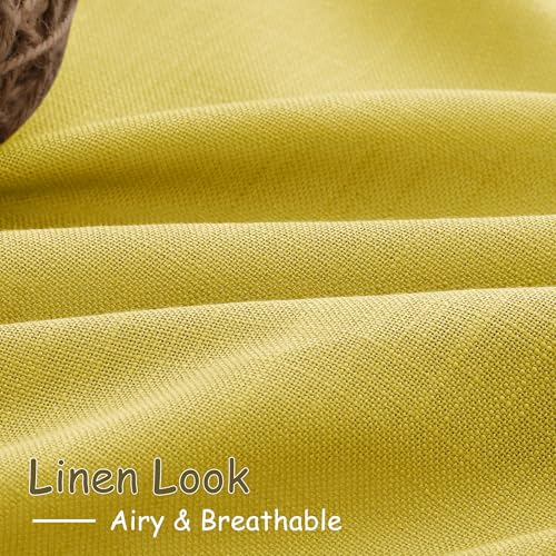 Image of Nanspring Extra Long Linen Curtains 120 Inch for Living Room Celery Yellow