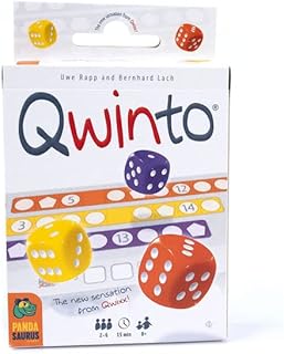 Qwinto Dice Game - Fast-Paced Roll and Write Number Game, Pattern Building Game, Fun Family Game for Kids and Adults, Ages 8+, 2-6 Players, 15 Minute Playtime, Made by Pandasaurus Games